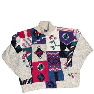 Vintage Woolrich Women's Winter Sweater, Festive Pattern, Size XL Cozy Mock